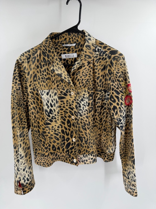 MARELLA Jackets & Blazers - MARELLA Leopard-Print Button Front Shirt Jacket in Tan & Black Made In Italy 10